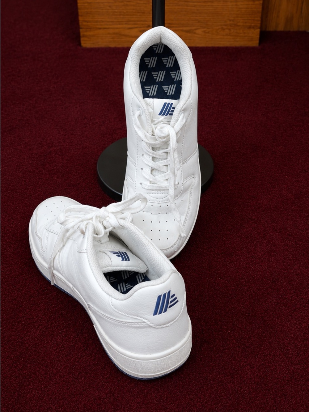 Men's Athletic Sneakers - White with Navy Accents